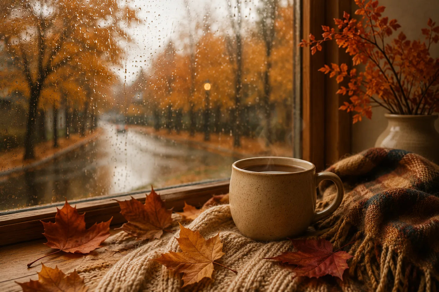 Imagen de portada de la colección de perfumes de otoño con tonos cálidos y notas amaderadas o especiadas.