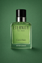 Muestra de Eternity for Men de Calvin Klein After Shave, loción clásica refrescante en decant.