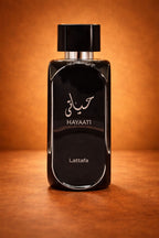 Decant original Lattafa Hayaati para hombre, fragancia fresca, dulce y versátil en formato muestra.