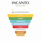 Notas olfativas: mandarina dorada, albahaca fresca, vainilla y notas amaderadas.