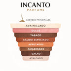 Pirámide olfativa Tobacco Vanille Tom Ford: hojas de tabaco, especias aromáticas y cacao.